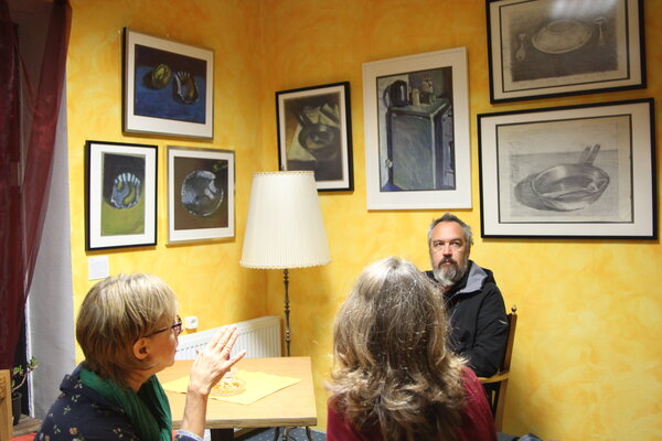 Hjalmar Thelen in the Studio: Eindruck von der Vernissage im Offenen Wohnzimmer (Foto: Sonja Thelen)