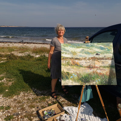 Ute Meyer in the Studio: Ölmalerei im September 2024 an der Ostsee