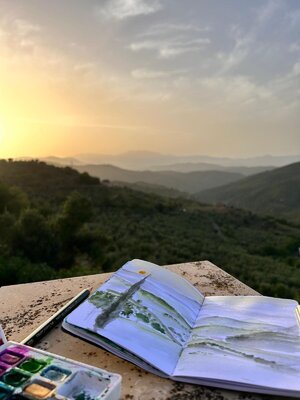 Sonja Kalmanfi in the Studio: My winter studio in Rutino, Cilento, Italy