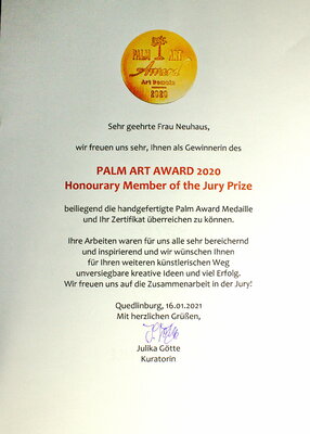 Ulla M. Neuhaus in the Studio: Palm Art Award, Gewinnerin des Honoury Member of the Jury Prize 2020, Quedlinburg (D)