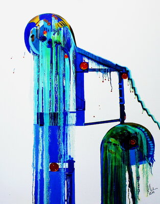 Ulla M. Neuhaus in the Studio: Wasserfall-Spiel, mit diesem Kunstwerk als Semifinalistin beim ART.BOX. Project Barcelona 1.0, Valid World Hall, Carrer de Buenaventura Muñoz, 6, 08018 Barcelona (ES) ausgezeichnet