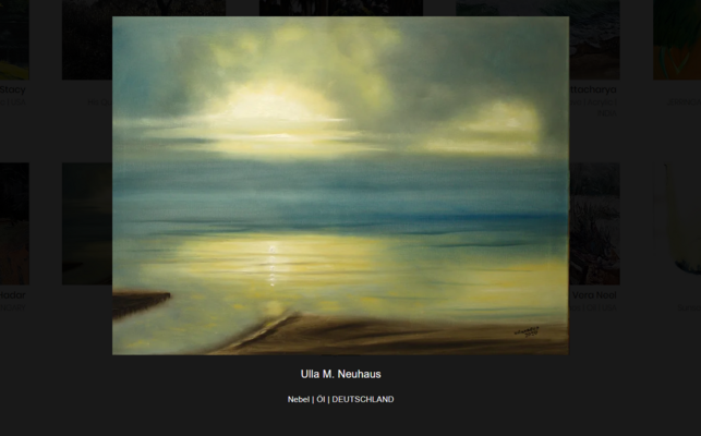Ulla M. Neuhaus in the Studio: 2023 "7th Landscape" International Art Competition der Teravarna ART Gallery, Los Angeles, USA, Gewinnerin des Talent Preises mit beigefügtem KUnstwerk "Nebel"