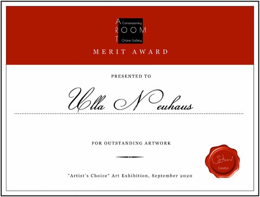 Ulla M. Neuhaus in the Studio: "Artist's Choice' Art Exhibition, Artroom Gallery, Gewinnerin 2020 Merit Award for outstanding Artwork, Garstang (GB)