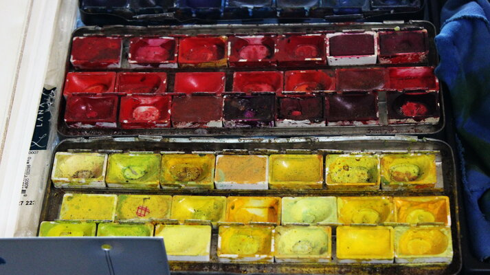 Ulla M. Neuhaus in the Studio: Aquarellfarben