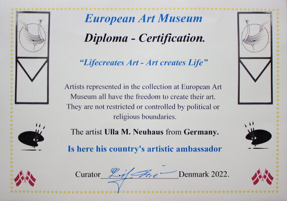 Ulla M. Neuhaus in the Studio: Ganz neu!! Aufgenommen worden ins EUROPEAN ART MUSEUM Dänemark 2022