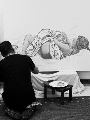 Mike Wosnitzka in the Studio: Zeichnung und Untermalung