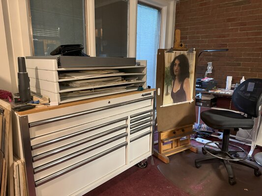 Joanne Joki in the Studio: Garage tool cabinet make excellent paper and material storage