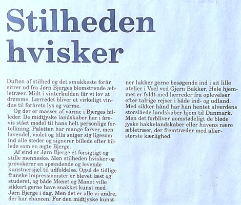 Joern Bjerge in the Studio: Review of the painter Joern Bjerge's work in 7 Danish journals spread in Denmark.. It will be translated from Danish into english.