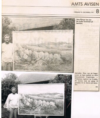 Joern Bjerge in the Studio: Joern Bjerge has here the Danish landscape in the oilpainting  10.-12-1991