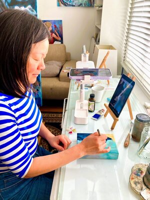 Rita Hsu in the Studio: Rita is working on a new painting