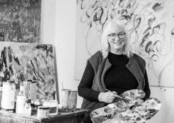 Irene Watson in the Studio: Studio at my house. I have taken over the drawing room, which is huge, but I also really enjoy making visitors feel comfortable so have kept the French chairs so that they can sit and drink tea and chat over the paintings.