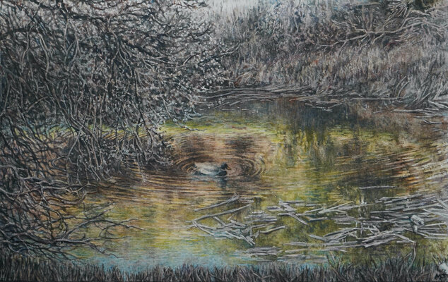 Marie Pascal in the Studio: final watercolor " Between two worlds" 2026