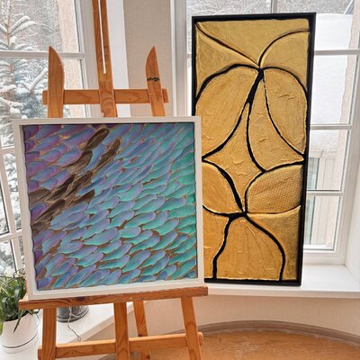 Marija Ruisi in the Studio: Abstract Hand-Carved Painting –Unique Artwork – Maria Ruisi - Europe -2022