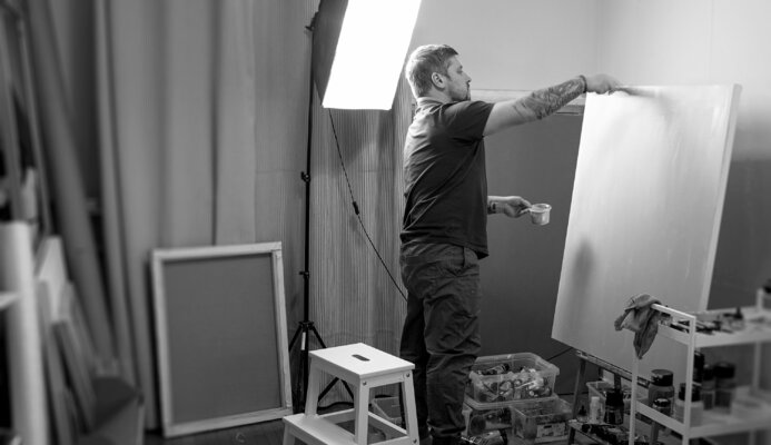 Konstantin Danilov in the Studio: working in my cozy Athens studio.