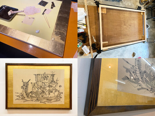 Hirofumi Miyauchi (Andecian) in the Studio: Gold leaf work and handmade frame