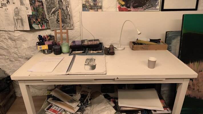 Joackim Schou Dahle in the Studio: I usually say that a visual artist's greatest talent is variety and interest in the expression you work with. Repeating yourself is the biggest mistake you can make. That is my starting point for developing as an artist. One of my characteristics is