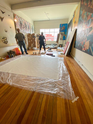 Begoña Colomar in the Studio: First day of collaborative piece with artist Manuel Mujica