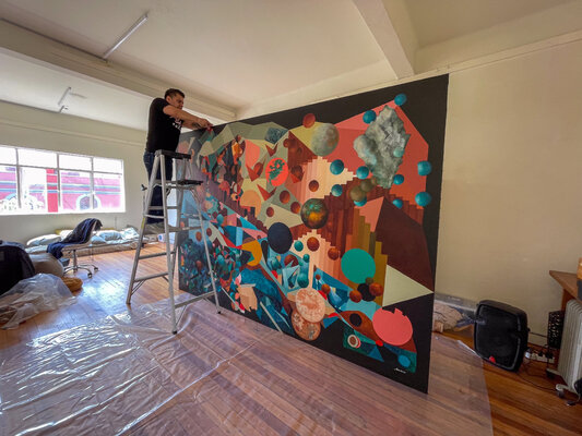 Begoña Colomar in the Studio: Dismounting Map Of The Soul with the help from Eli before the move to my new studio