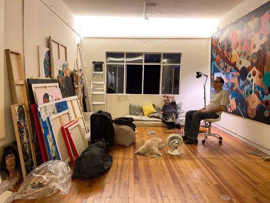 Begoña Colomar in the Studio: Artists Rodrigo Ayala and Eduardo Caamaño on the last night at my old studio before I move into my new workspace