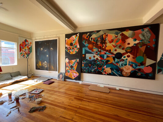 Begoña Colomar in the Studio: Midday in my studio showcasing Nigredo, Map Of The Soul  and Psychopomps pieces