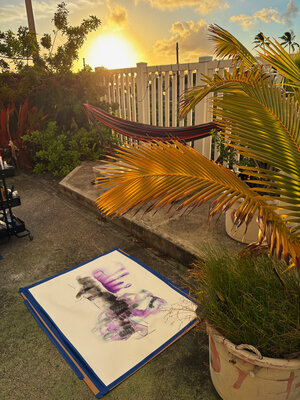 Anika Kuntze in the Studio: I love working at sunset it inspires the colors and flow of my pieces