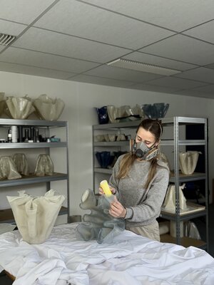 Emilie Jensen in the Studio: Each edge is polished to a smooth finish, reflecting the care and attention poured into every detail.
