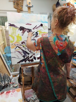 Philippa Headley in the Studio: Early Stages - Blocking in my compositional ideas