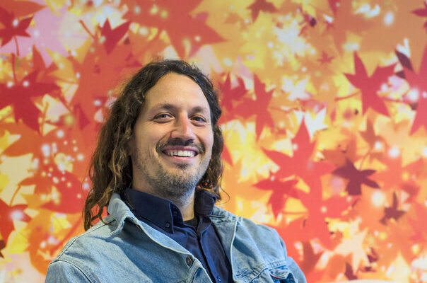 Teo Sirio Sica in the Studio: Happy to pose by a very large luxury digital limited edition print of one of the fantastic artworks of my "Naturally" series