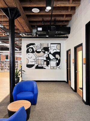 Ilaamen Pelshaw in the Studio: Artwork created for the Omaha Public Library, Downtown Branch
