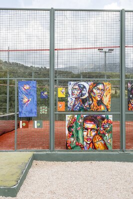 Lina Redford in the Studio: Soller Tennis Club pop up Solo Exhibition for The Good Circle, Mallorca