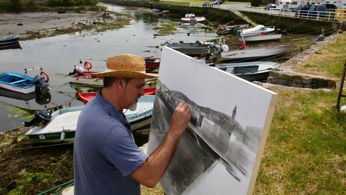 Rafael Carrascal García in the Studio: Pintando al Aire Libre en Neda (A Coruña). Primer premio. Año 2019.