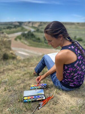 Katrina Case in the Studio: North Dakota Badlands Adventure Painting