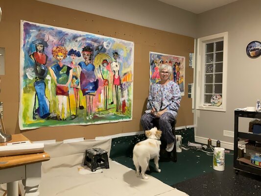 Marie Manon Corbeil in the Studio: I love my new studio! And my little Rosie..:)