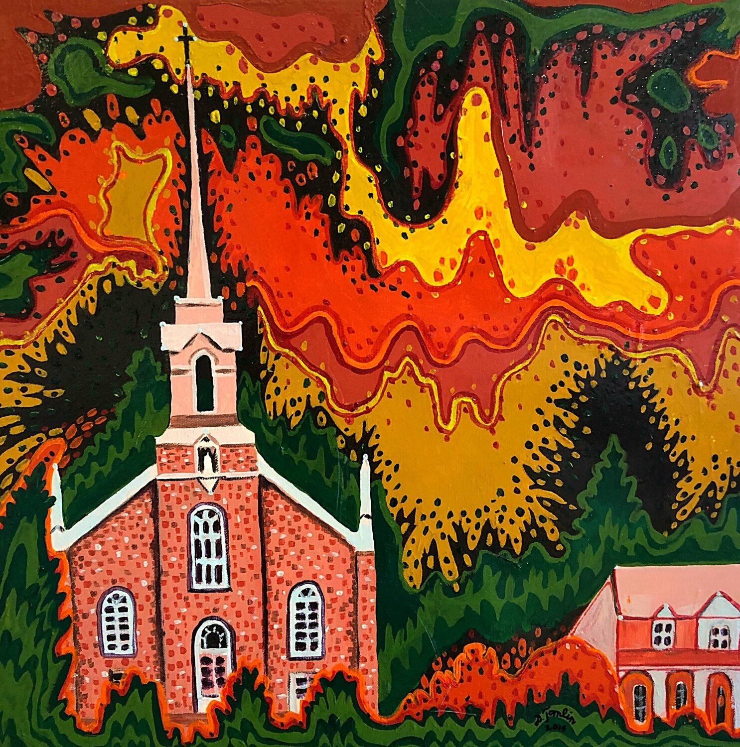 Église Notre Dame des Pins, Québec, Canada David Tomlin Original painting for sale
