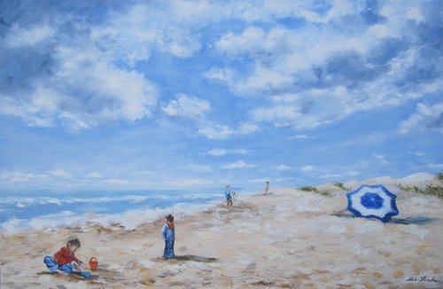 la plage by Brigitte Di Scala, Painting for Sale on Select