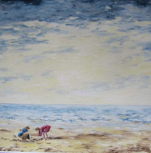 les enfants à la plage by Brigitte Di Scala, Painting for Sale on Select