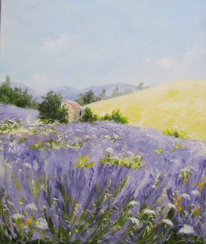 les lavandes du Buis by Brigitte Di Scala, Painting for Sale on Select