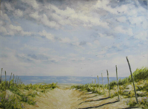 chemin allant à la plage by Brigitte Di Scala, Painting for Sale on Select