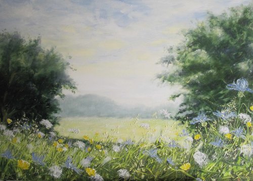prairie d'été by Brigitte Di Scala, Painting for Sale on Select
