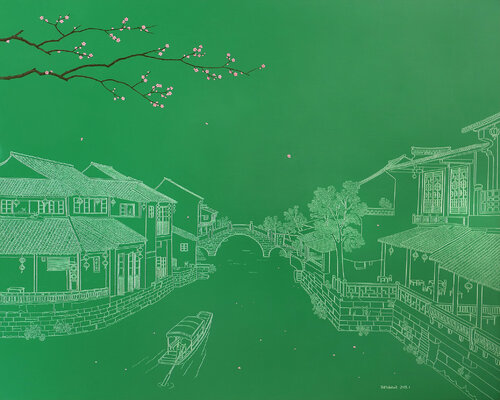 Xitang water town by Jia Yuan Hua, Painting for Sale on Select