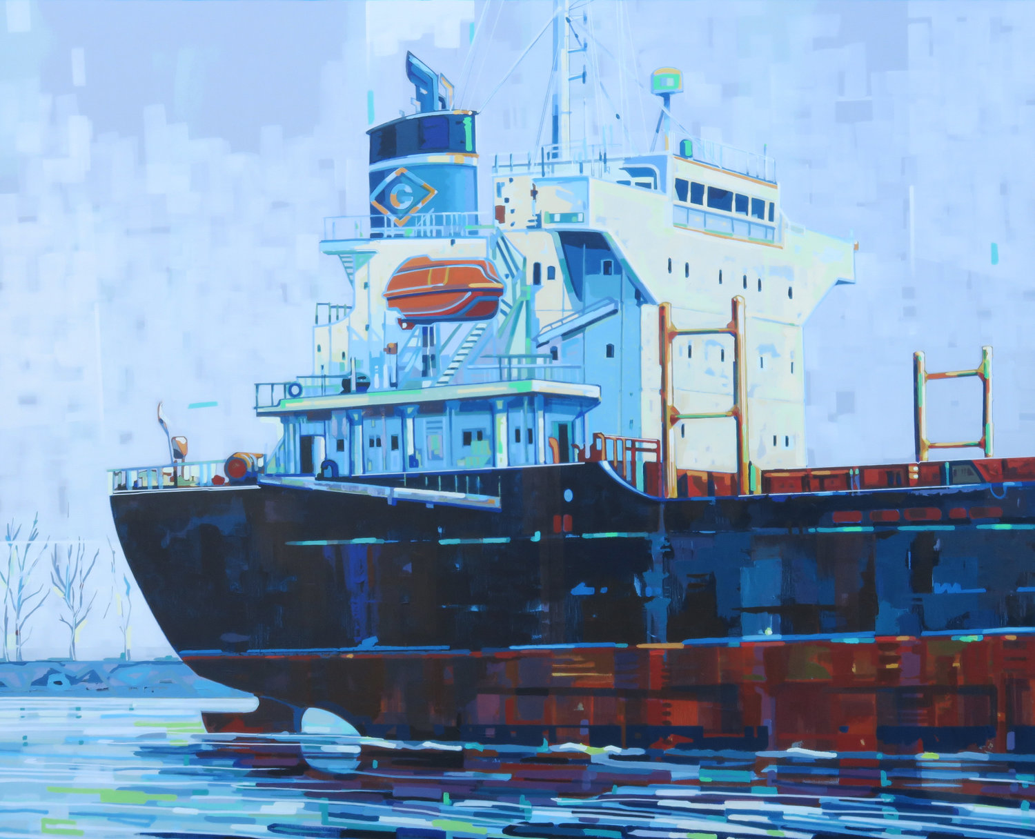 Porta container G / Hamburg Manuel Di Chiara Original painting for sale