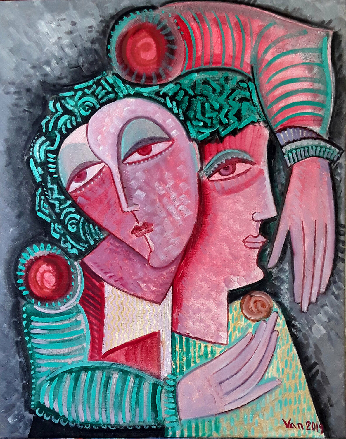 Conversation Van Hovak Original painting for sale