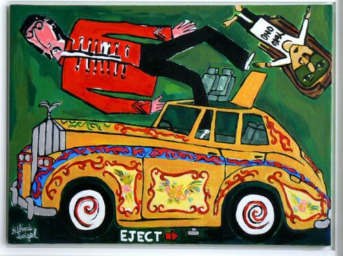 LA VOITURE à LENNON by Richard Boigeol, Painting for Sale on Select