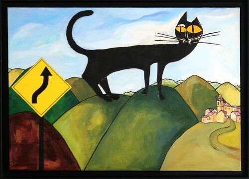 Le Chat des collines by Richard Boigeol, Painting for Sale on Select