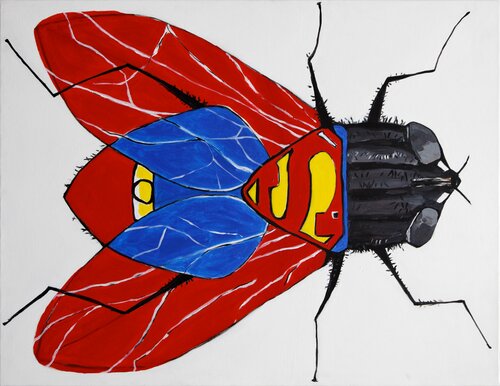 LA MOUCHE  QUI  A SAUVE LA PLANETE by Richard Boigeol, Painting for Sale on Select