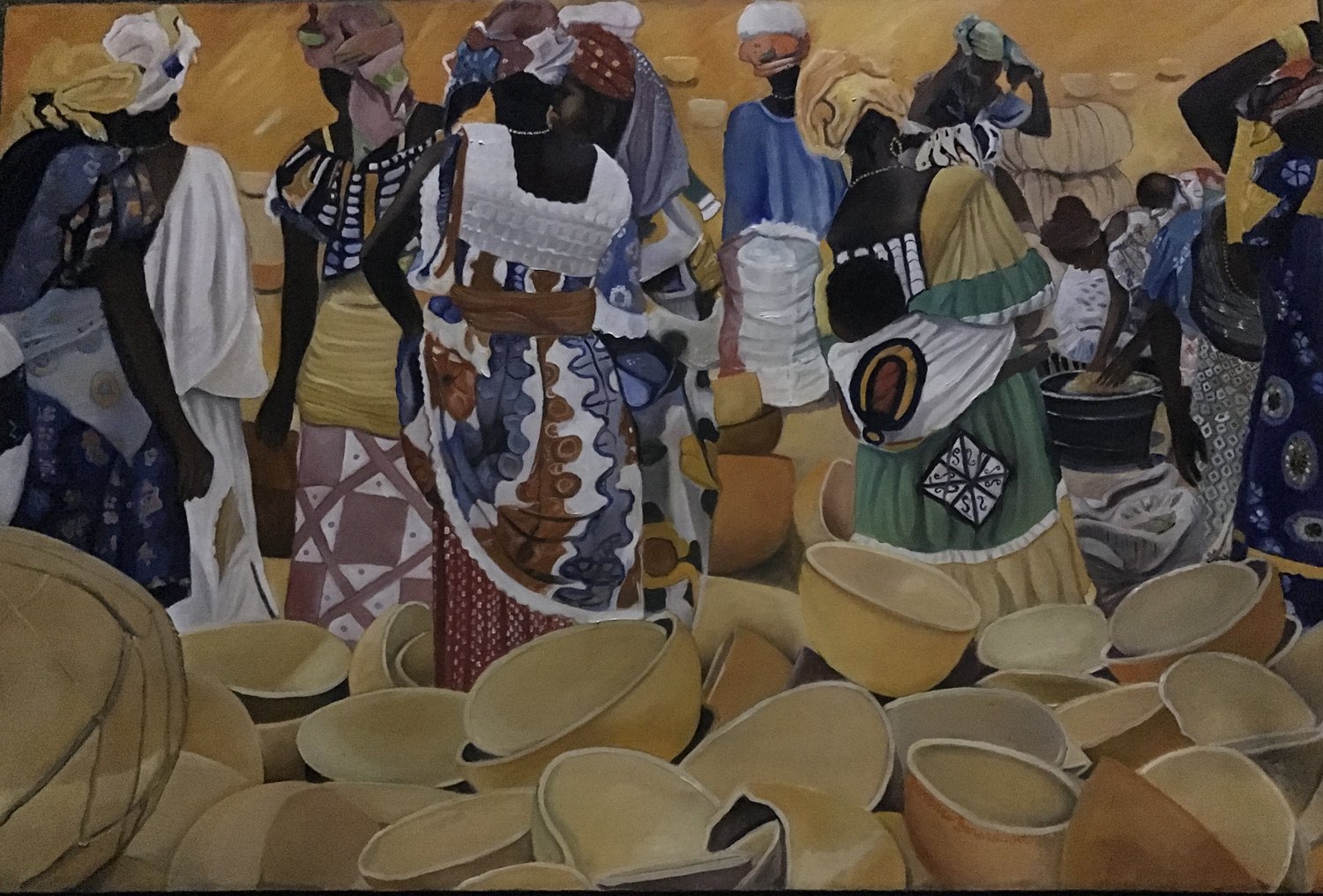 “Il mercato delle calebasse”-Mali Barbara Berardicurti Original painting for sale