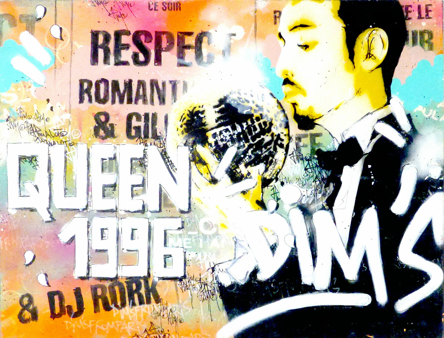 DIM'S / RESPECT &  QUEEN CLUB 1996 Jp Malot Original painting for sale
