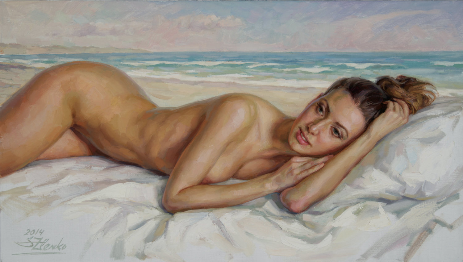 On the beach. Serguei Zlenko Original painting for sale