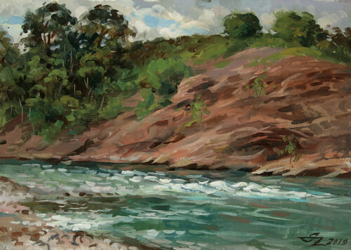 Mountain river by Serguei Zlenko, Painting for Sale on Select