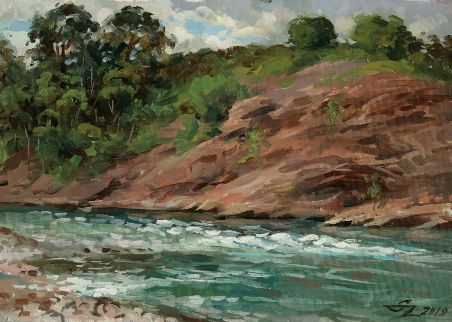 Mountain river Serguei Zlenko Original painting for sale